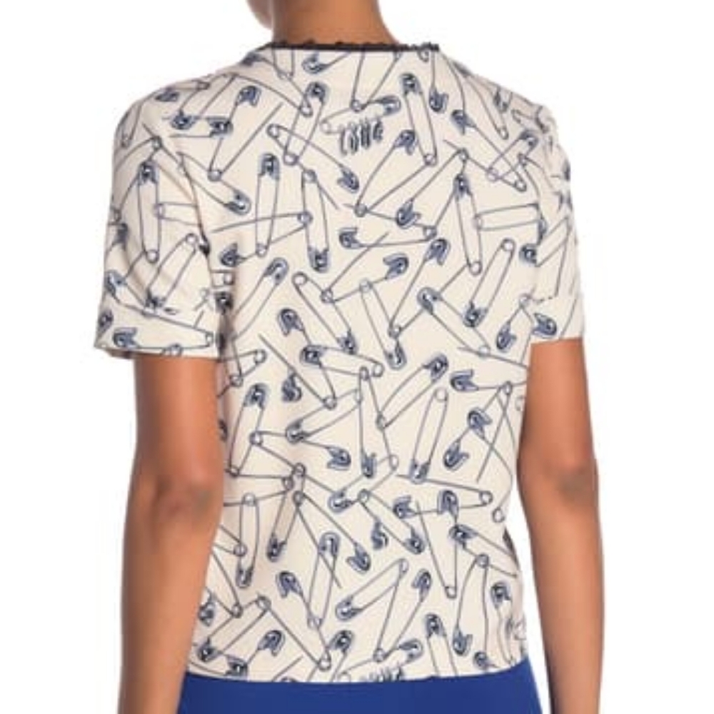 Love Moschino Safety Pin Lace Crotchet Shirt Top